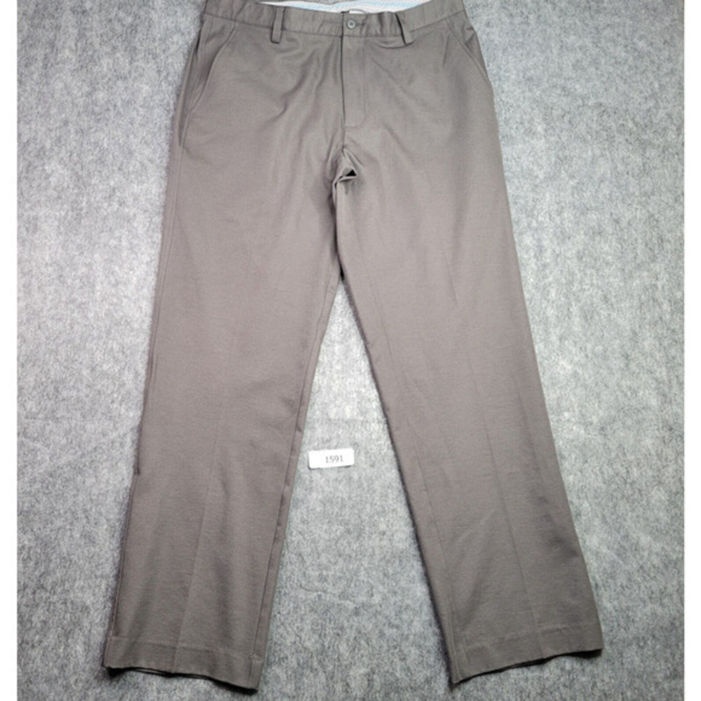 Footjoy Men Golf Pants 36x32 Flat Front‎ Chino Straight Let Stretch Gray
